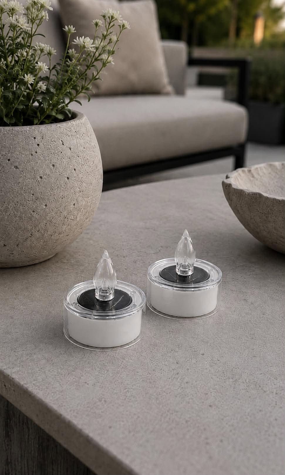 Fyrfadslys med solceller – Pakke med 2 stk.