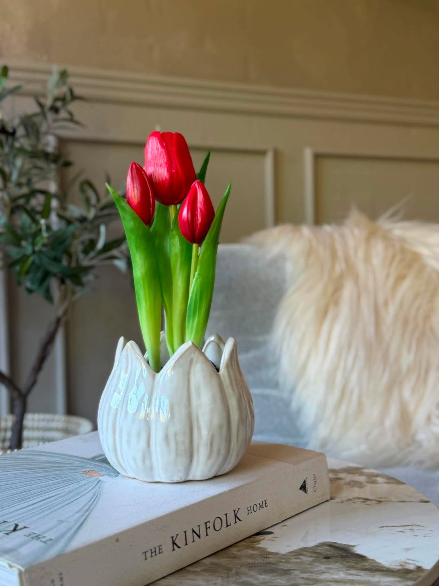 Tulipan i potte - Rød med 3 blomster