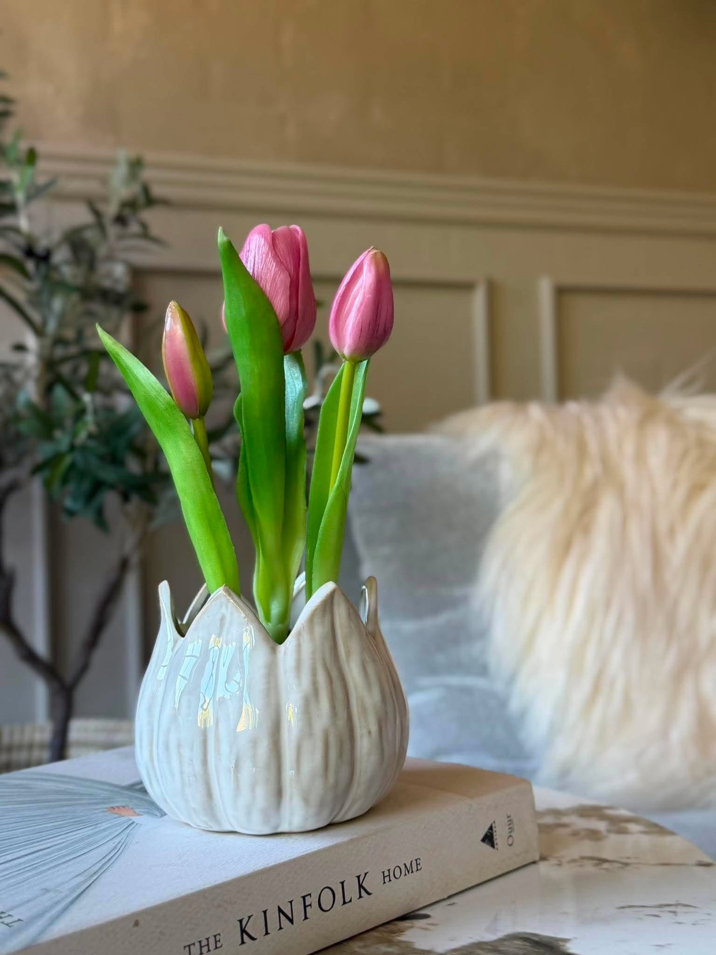 Tulipan i potte - Rosa med 3 blomster