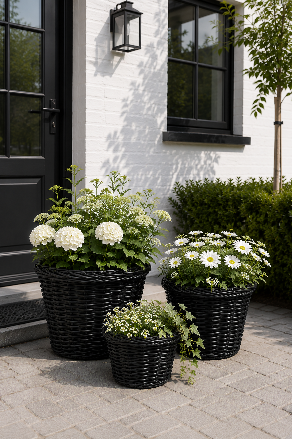 Plantekurve i sort flet - 3 stk