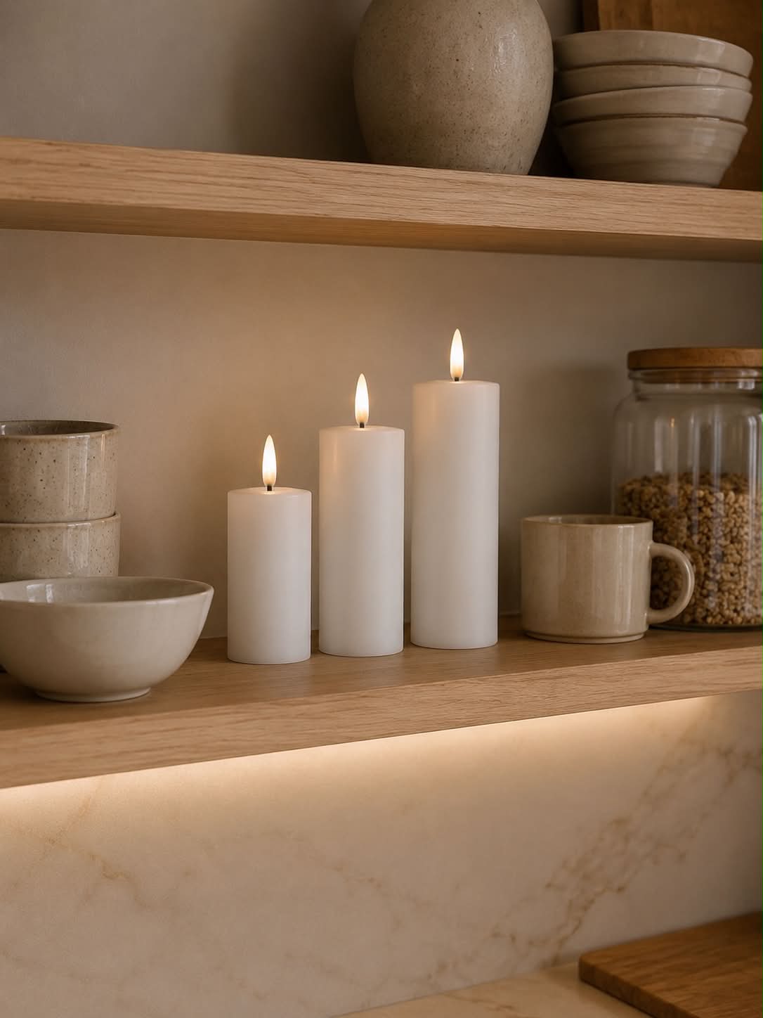 LED Bloklys / Hvid – 3 stk med fjernbetjening