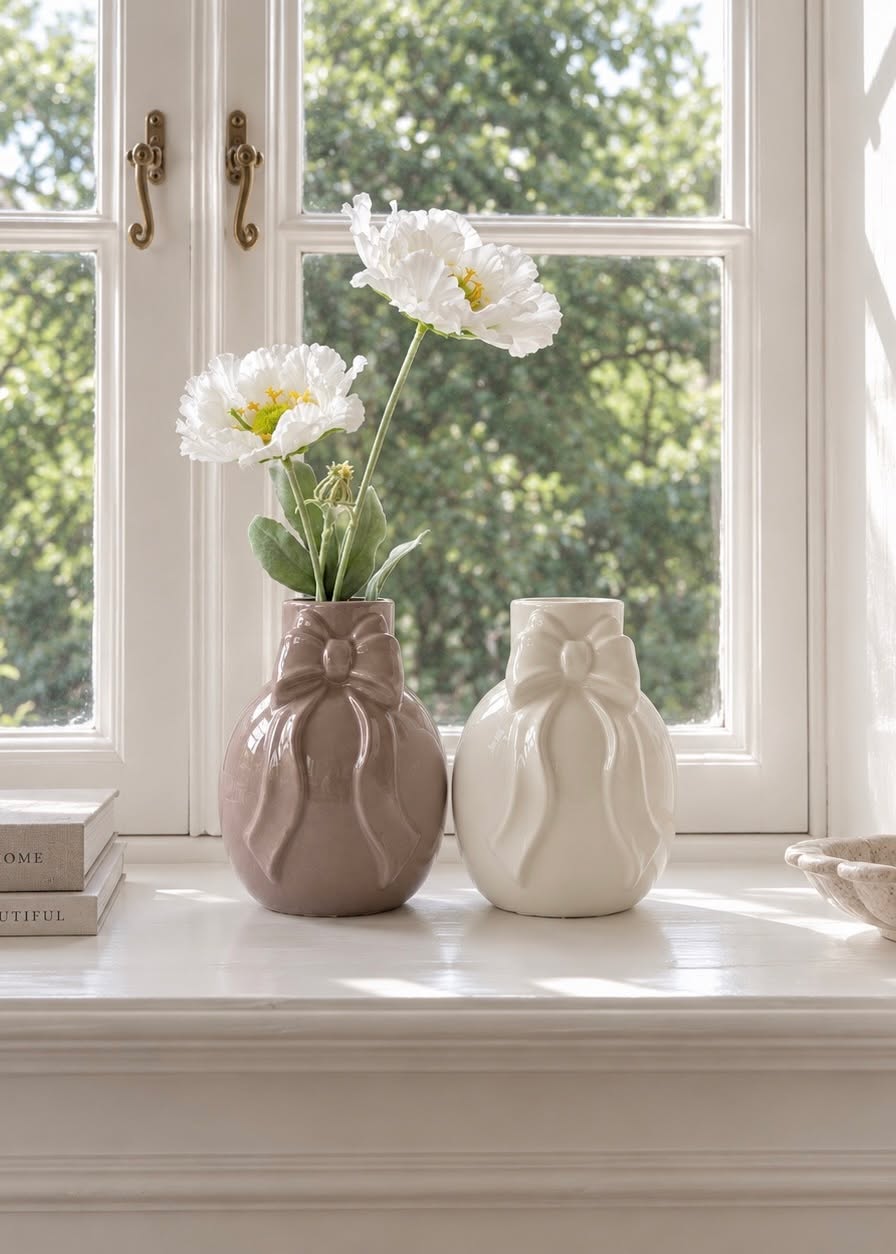 Vase med sløjfe - White