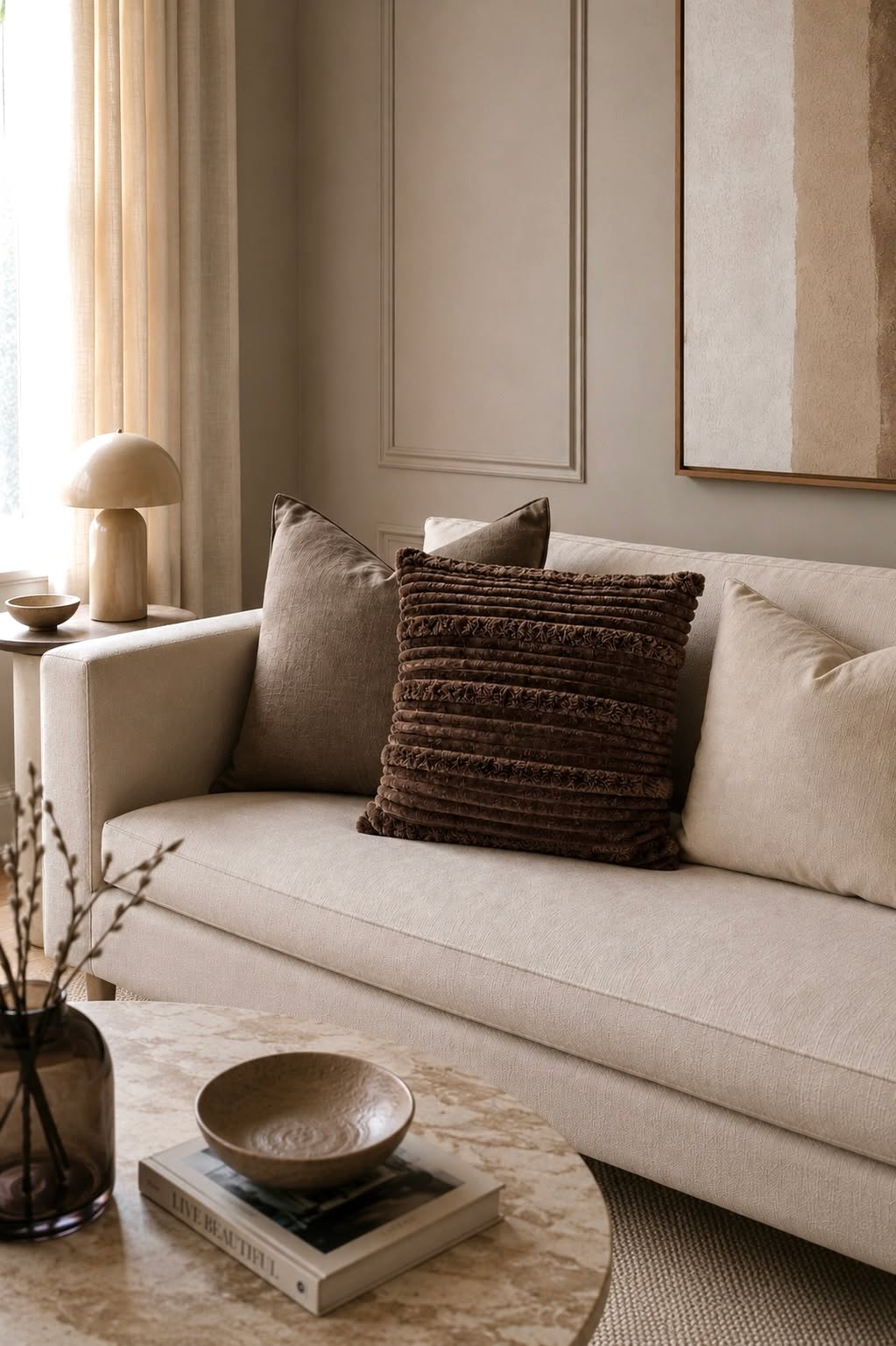 Pude med fyld 45x45 cm - Brown