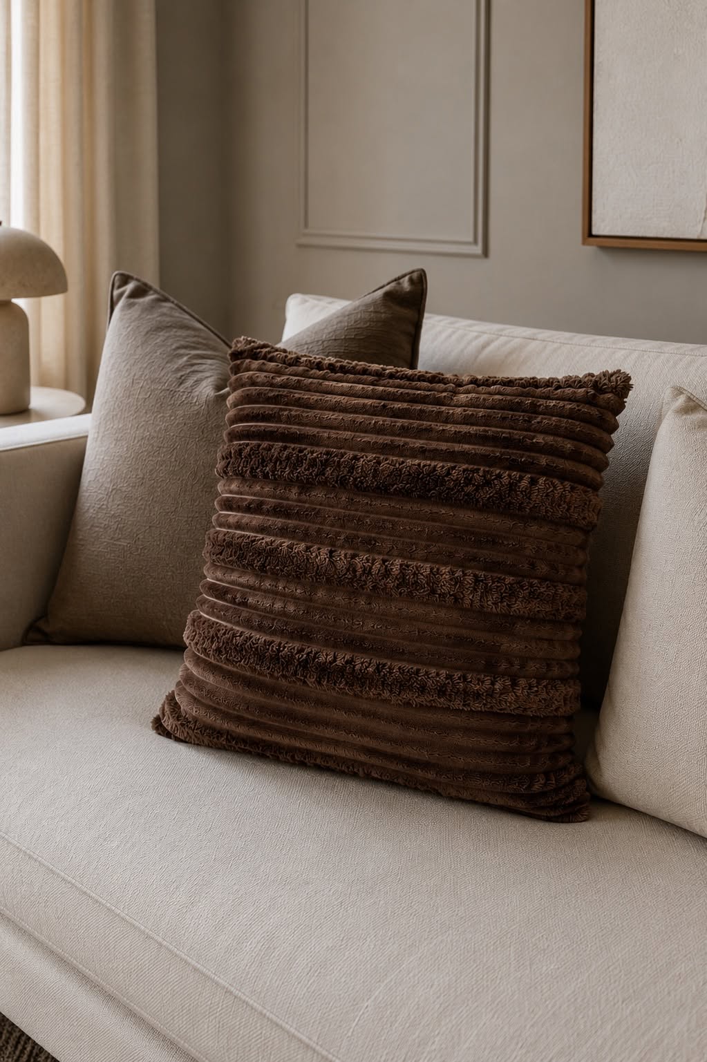 Pude med fyld 45x45 cm - Brown