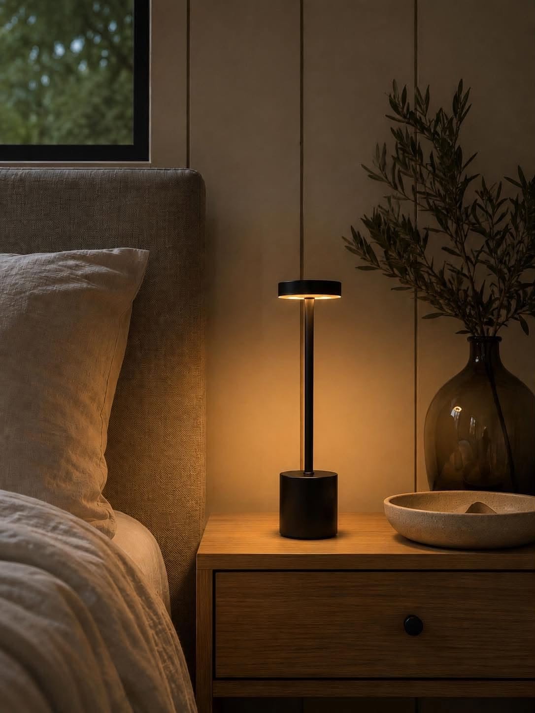 LED bordlampe BLACK - genopladelig med touch