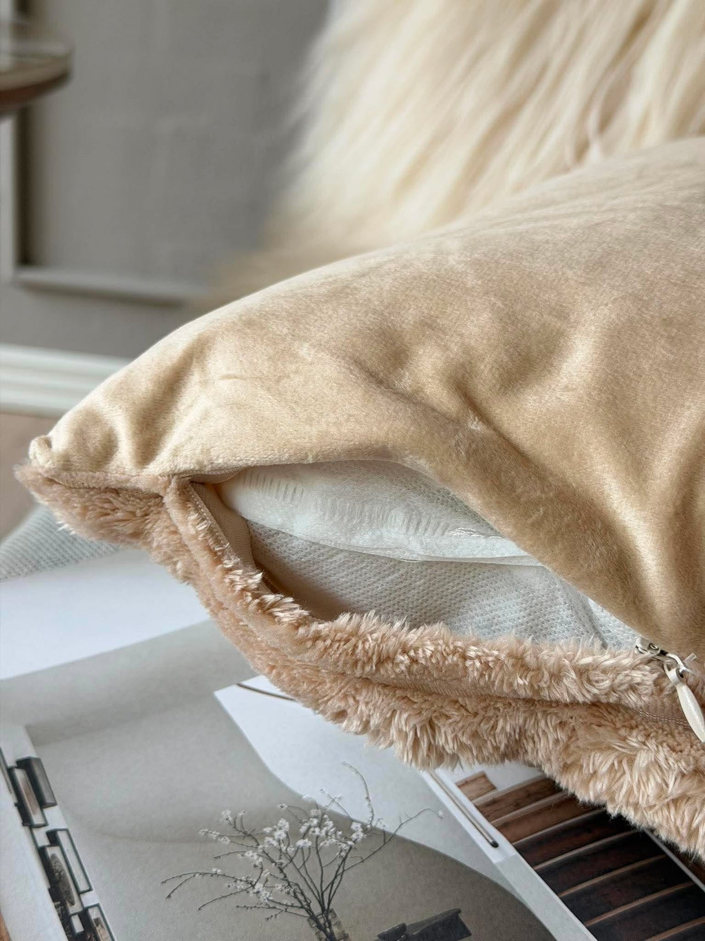 Pude med fyld 45x45 cm - Beige