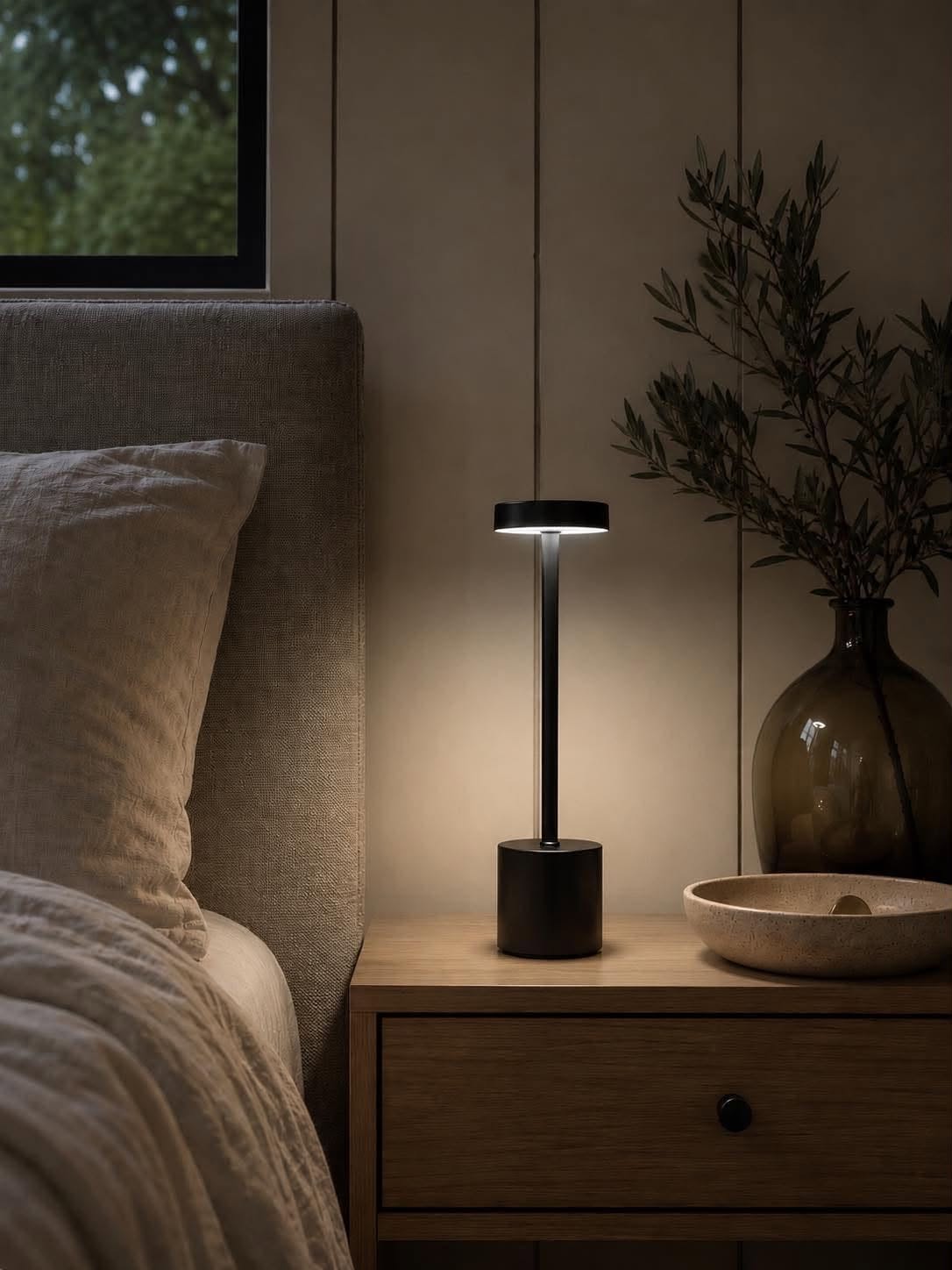 LED bordlampe BLACK - genopladelig med touch