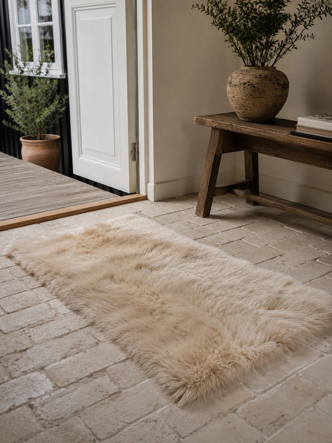 Gulvtæppe i lammeskind 70x140 - Linen