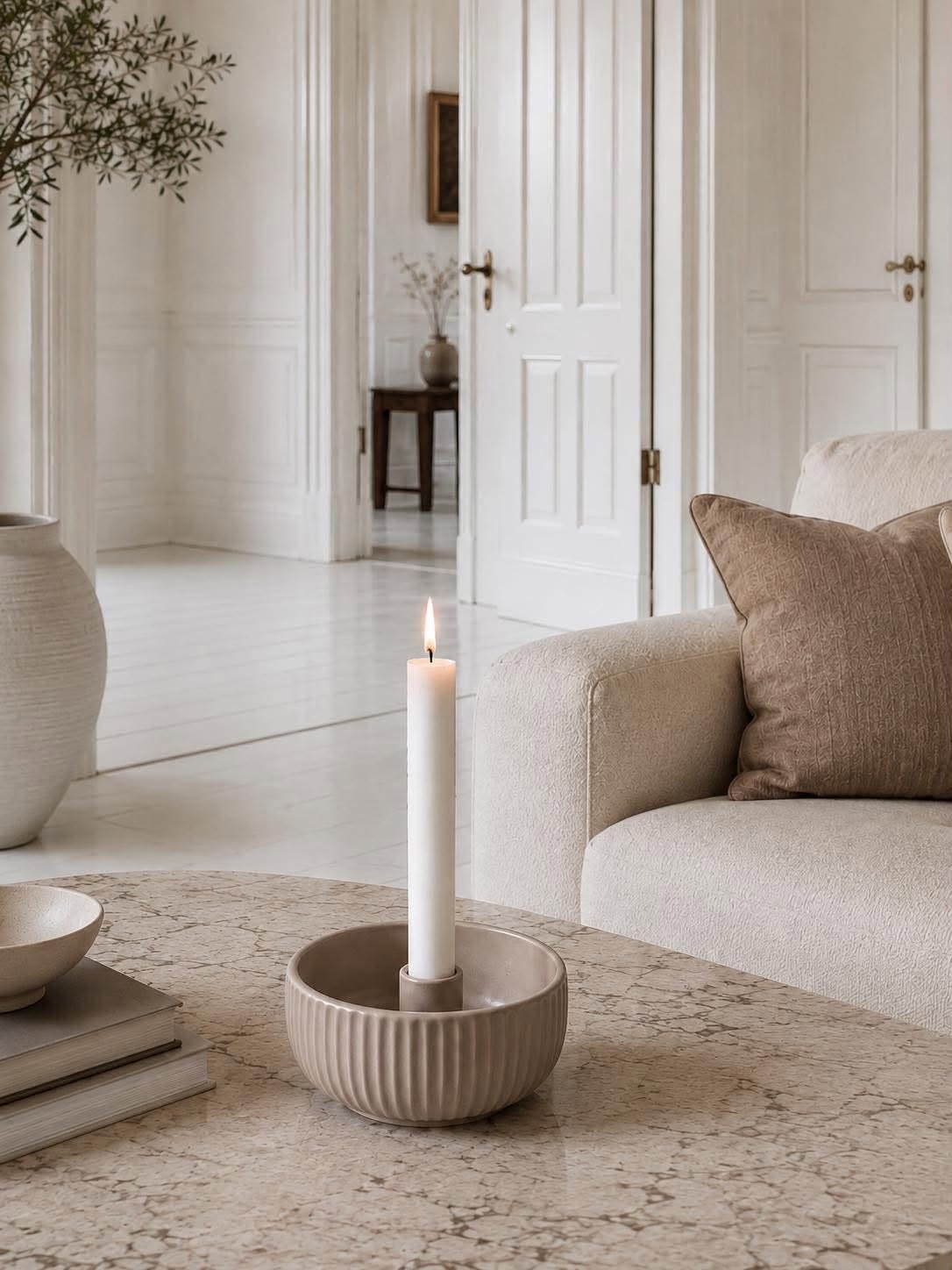 Lysestage til stagelys - Taupe