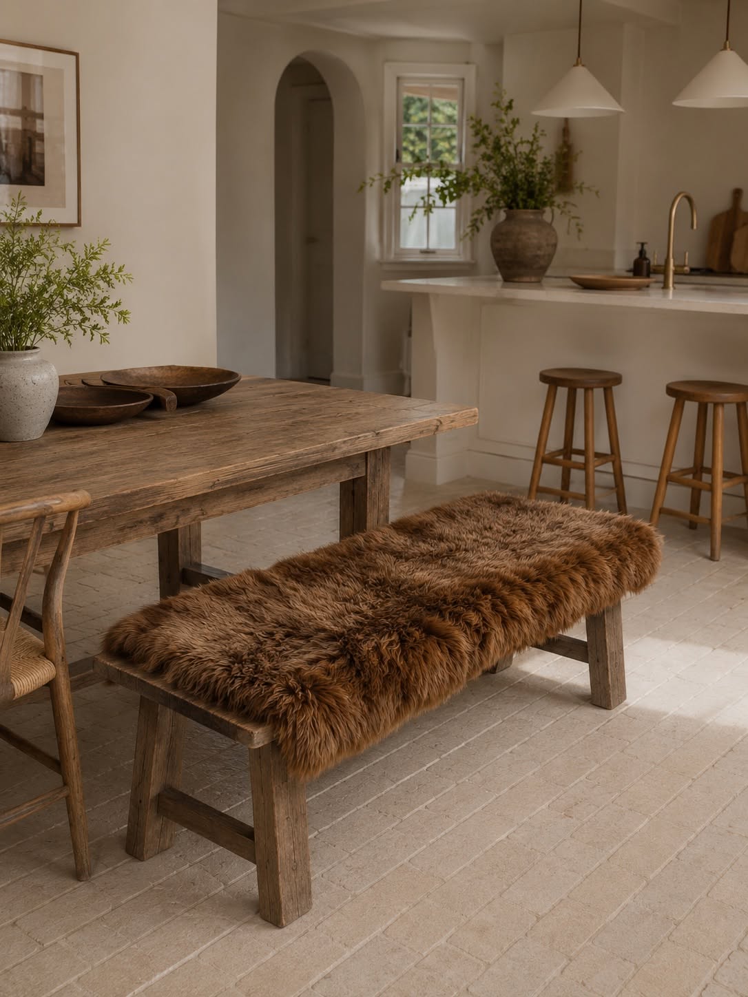 Gulvtæppe i lammeskind 70x140 - Brown