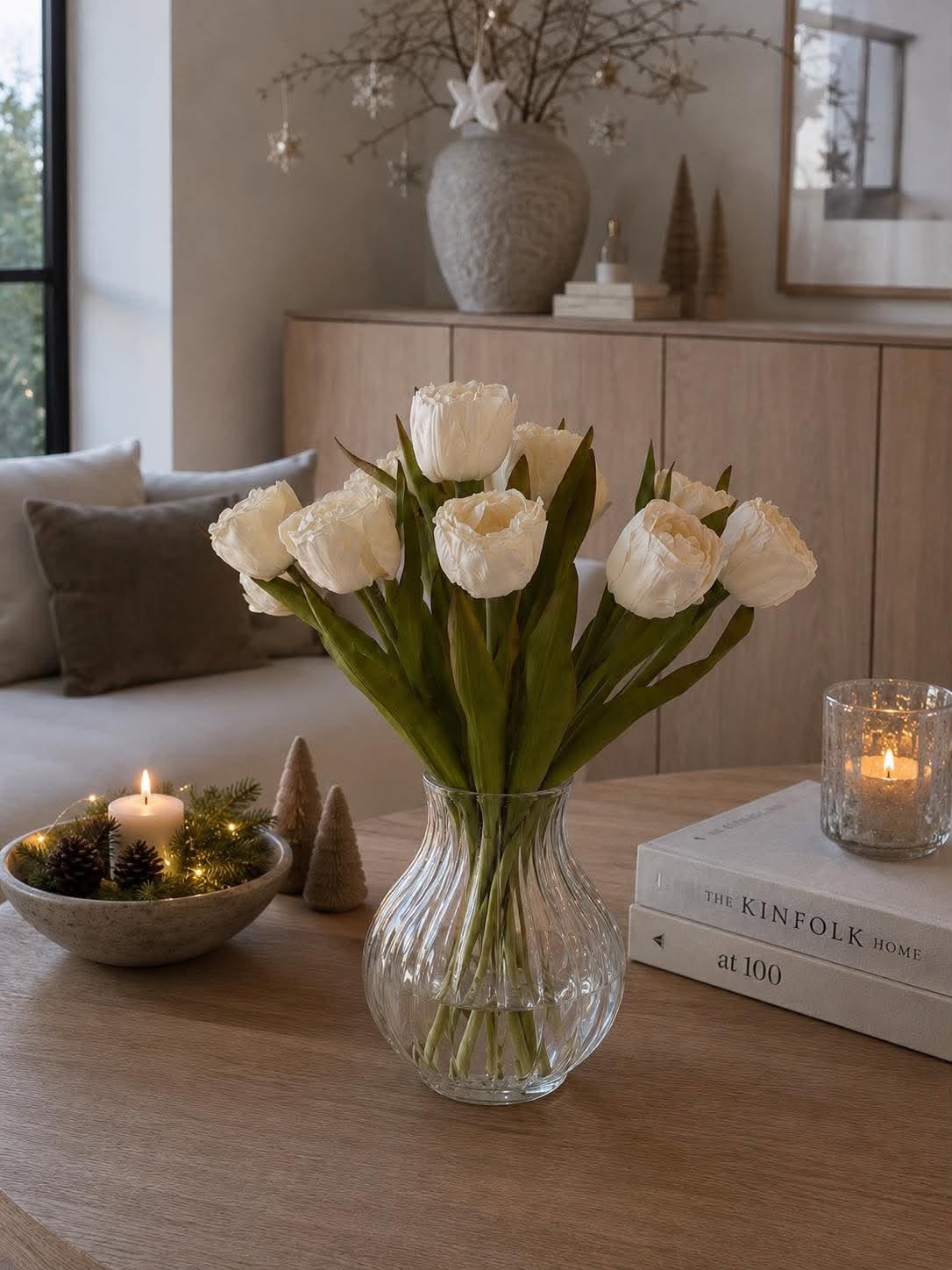 Buket silke Tulipan - Creme