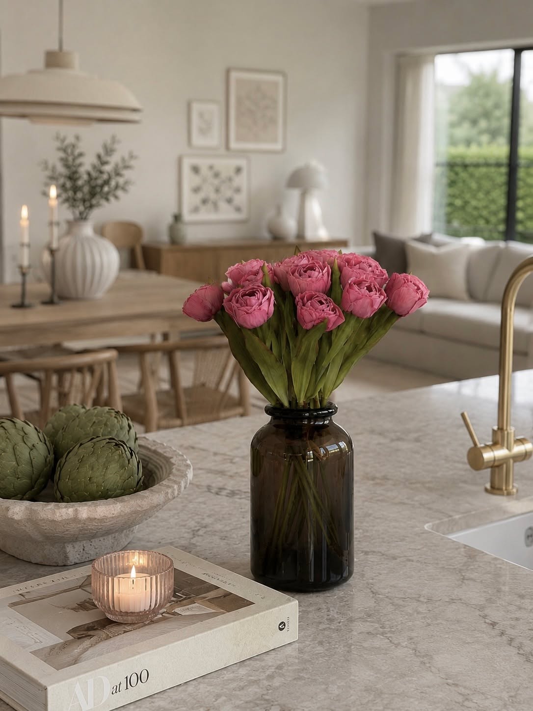 Buket silke Tulipan - Pink