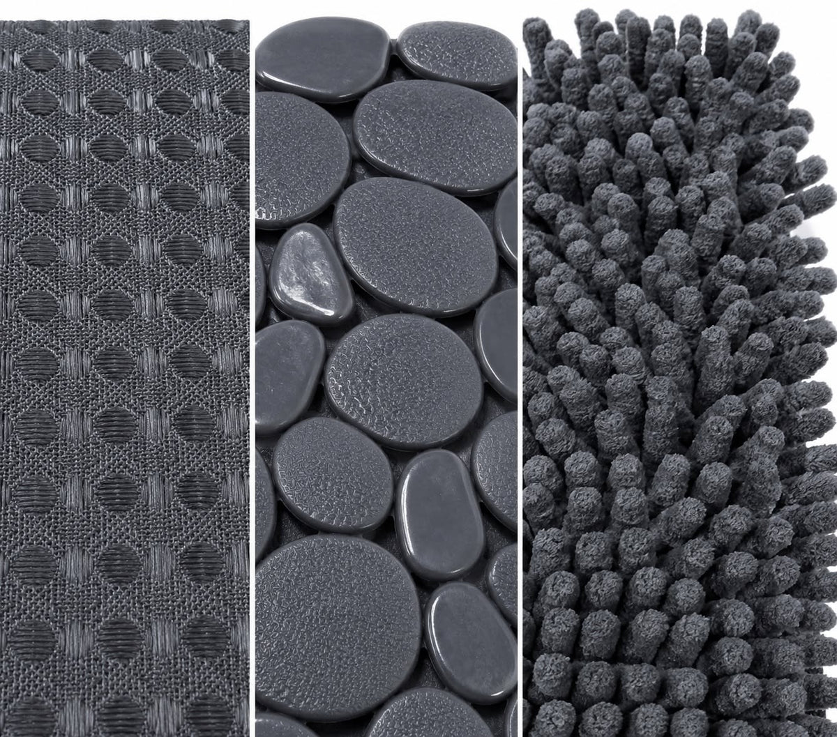 Badeværelsessæt: Badeforhæng & bademåtte / Dark grey
