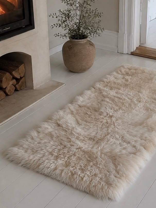 Gulvtæppe i lammeskind 70x140 - Linen