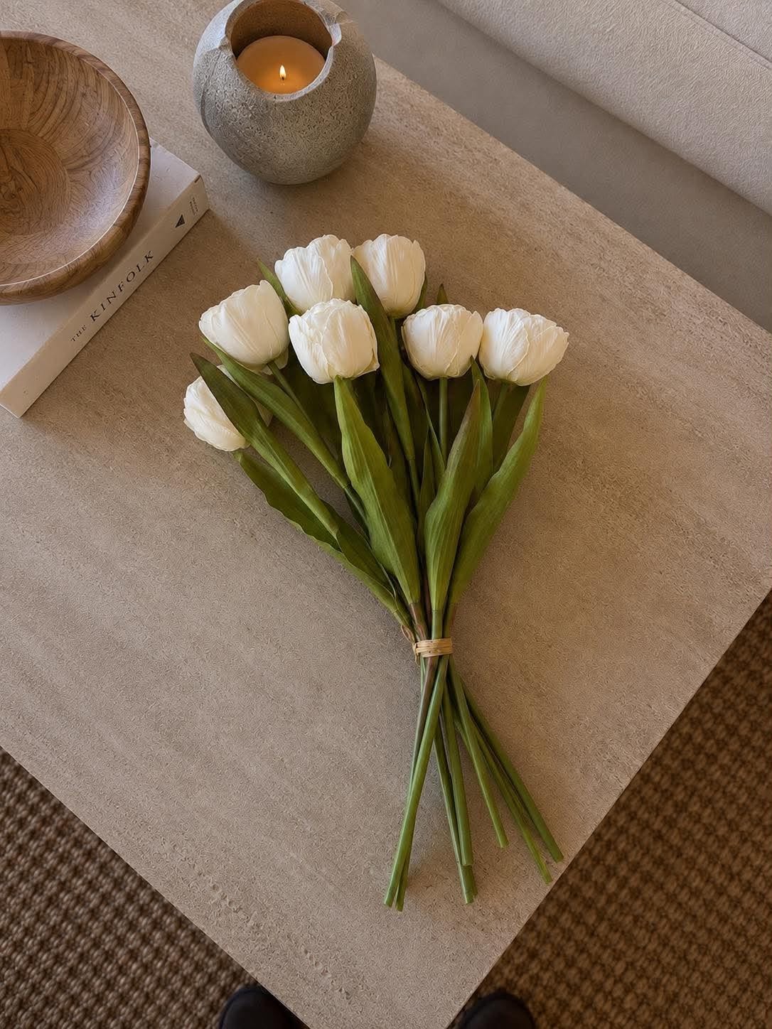 Buket silke Tulipan - Creme