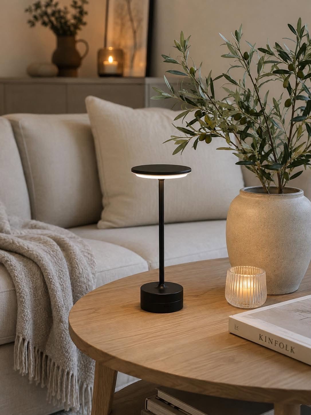 LED Bordlampe genopladelig – Lux Black