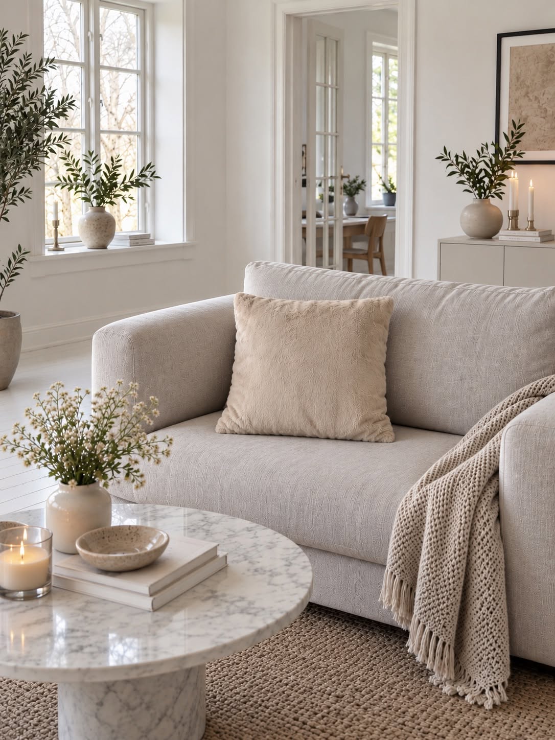 Pude med fyld 45x45 cm - Beige