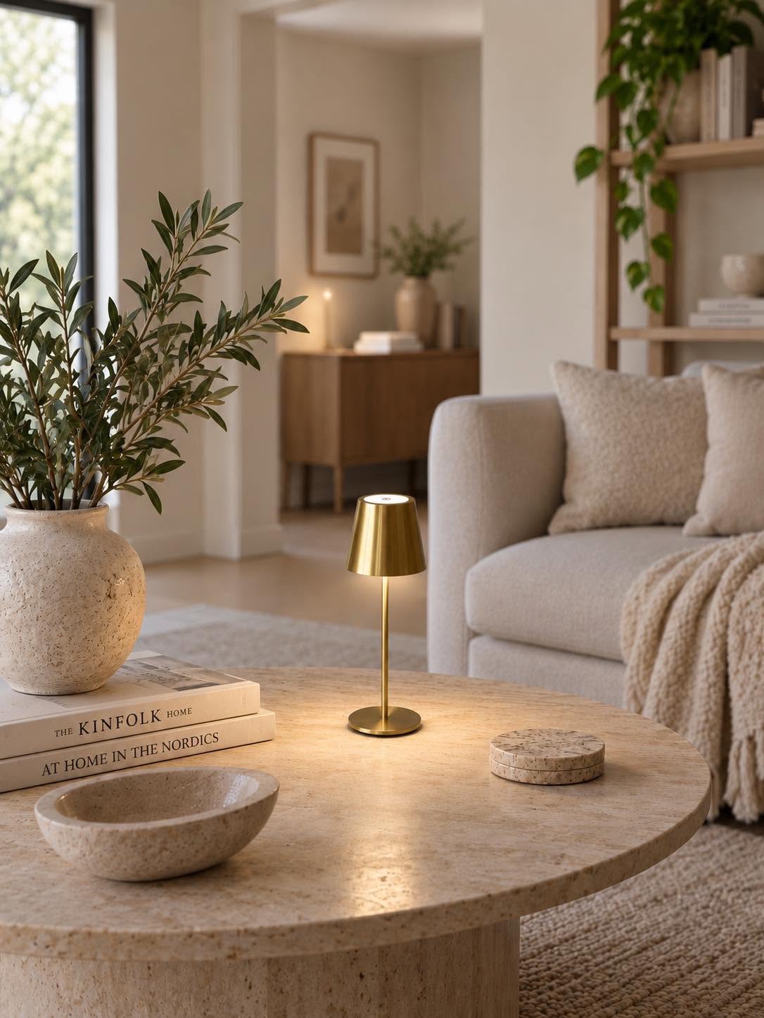 Mini LED Bordlampe genopladelig – gold 24 cm