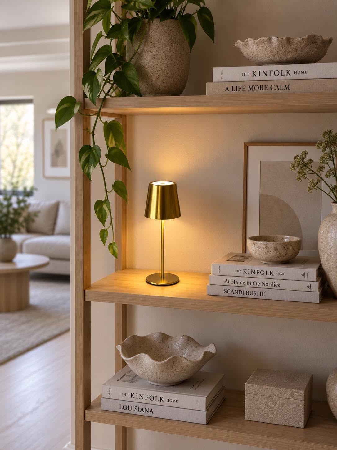 Mini LED Bordlampe genopladelig – gold 24 cm