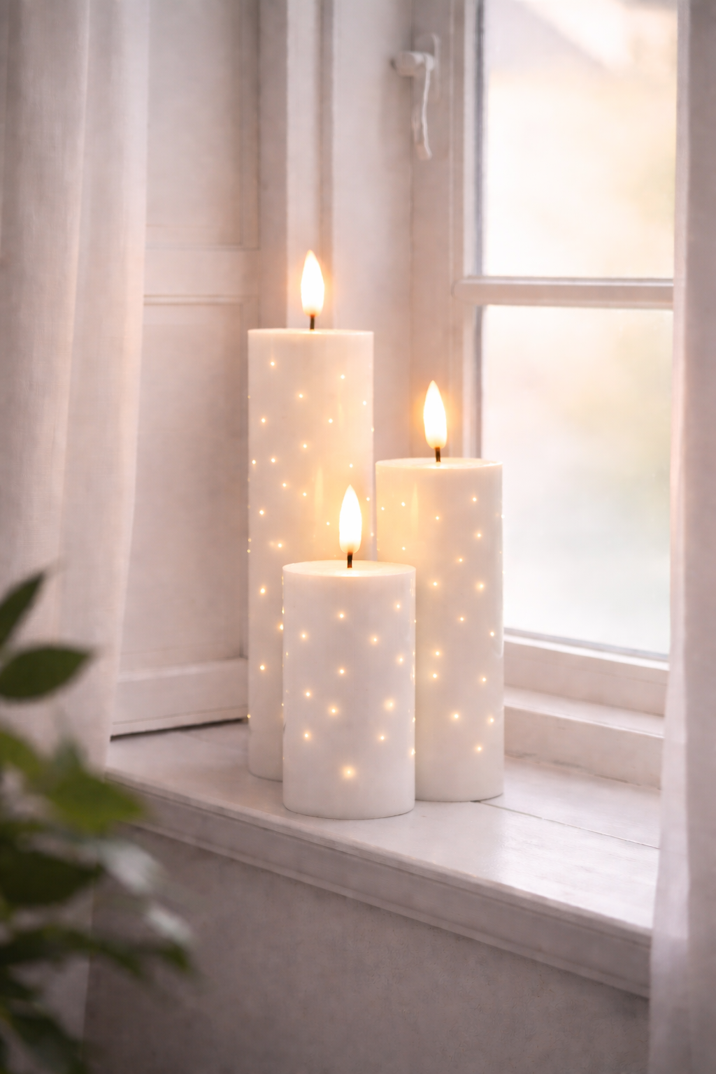 Bloklys TWINKLE Hvid - Sæt med 3 stk.