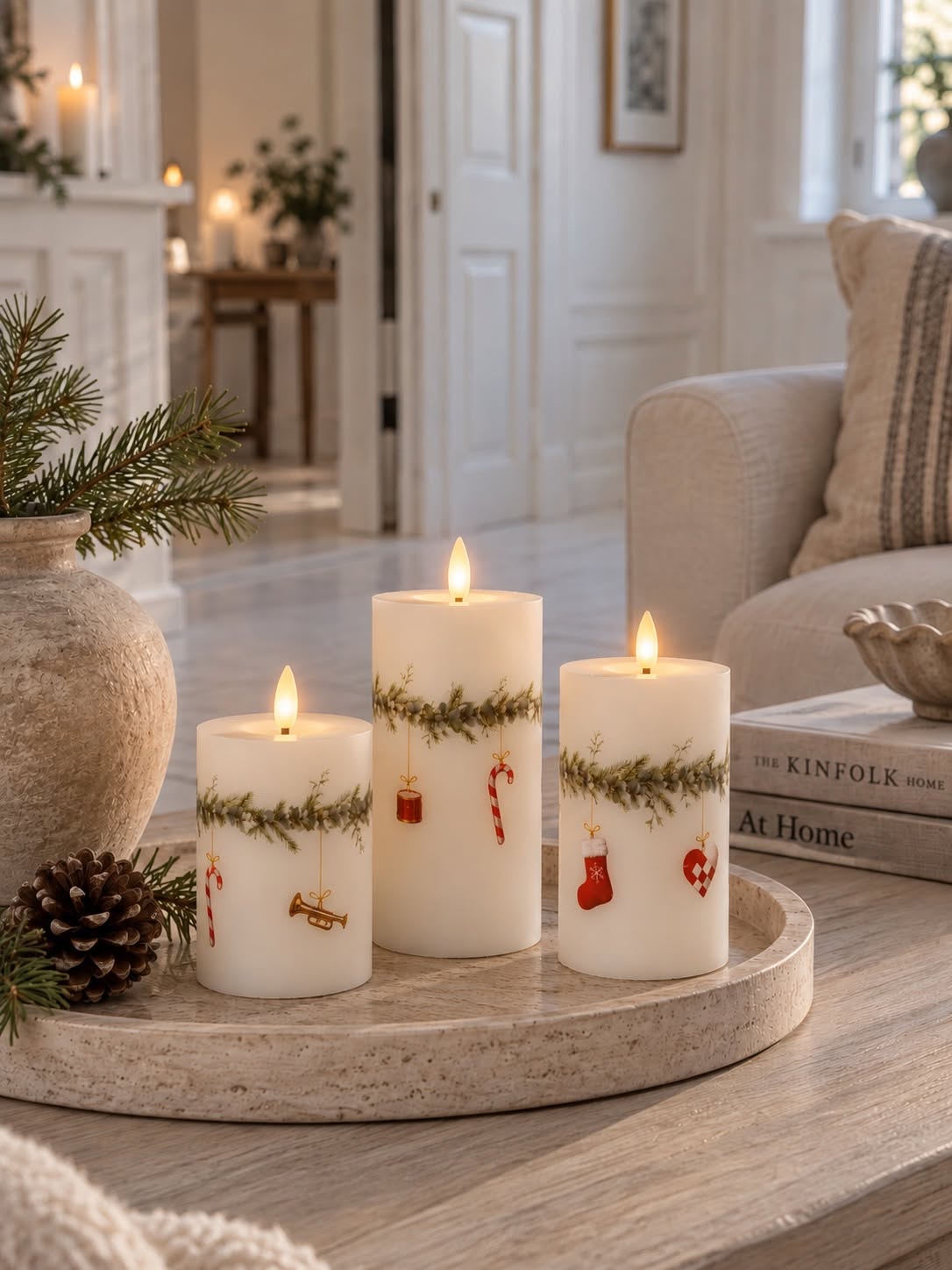 LED Bloklys Jul - Sæt af 3 stk