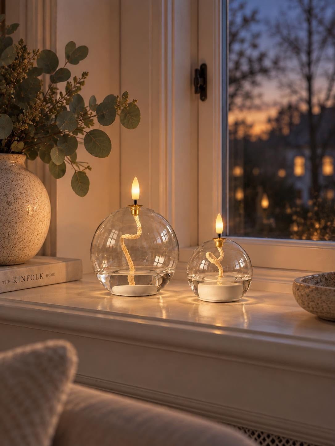 Olielampe med led lys
