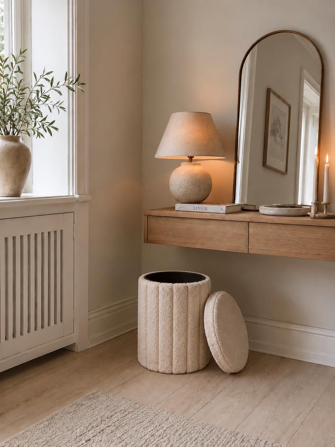 Puff med opbevaring - Beige