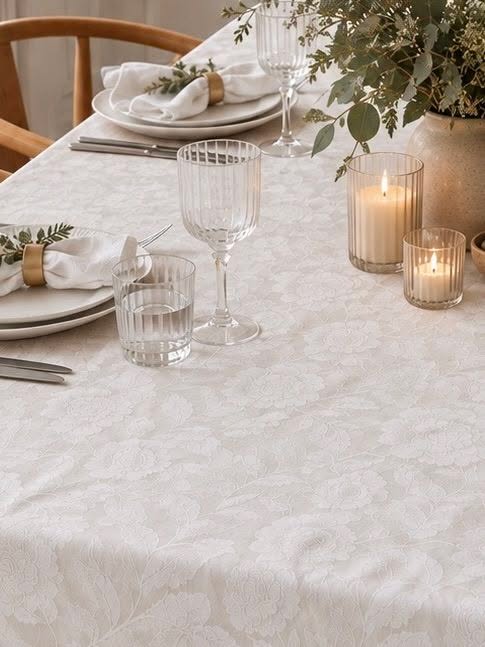 Dug JACQUARD flower - Hvid
