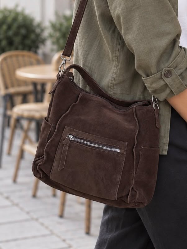 Crossbody Raw Boheme XL – Brun ruskind