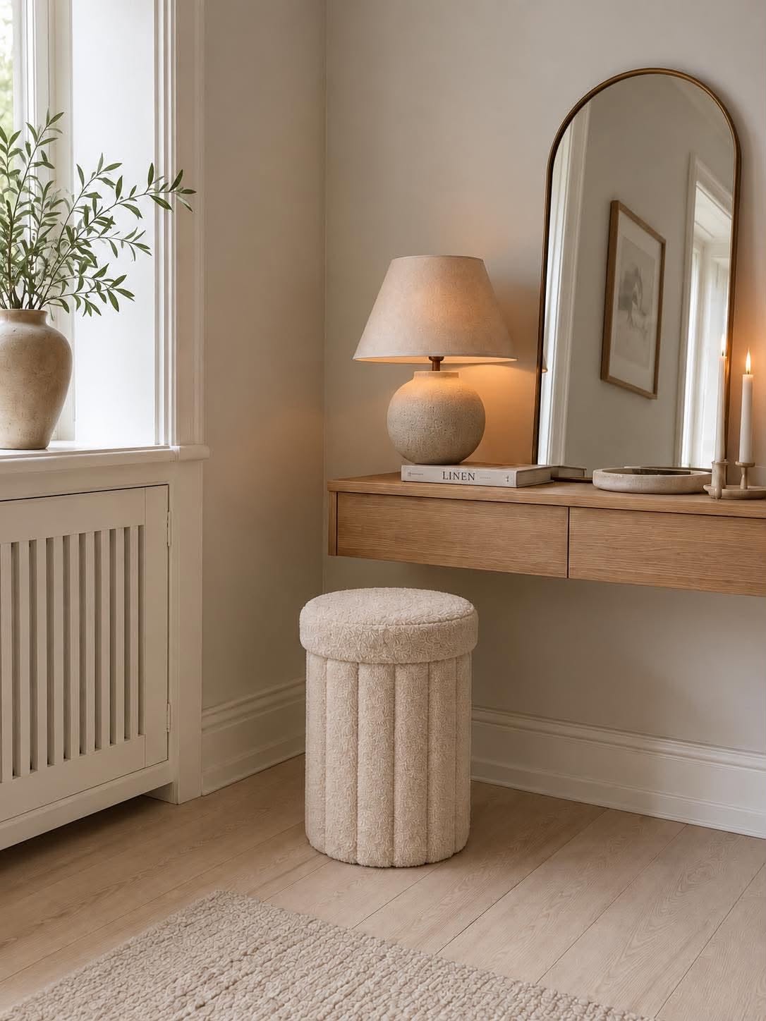 Puff med opbevaring - Beige