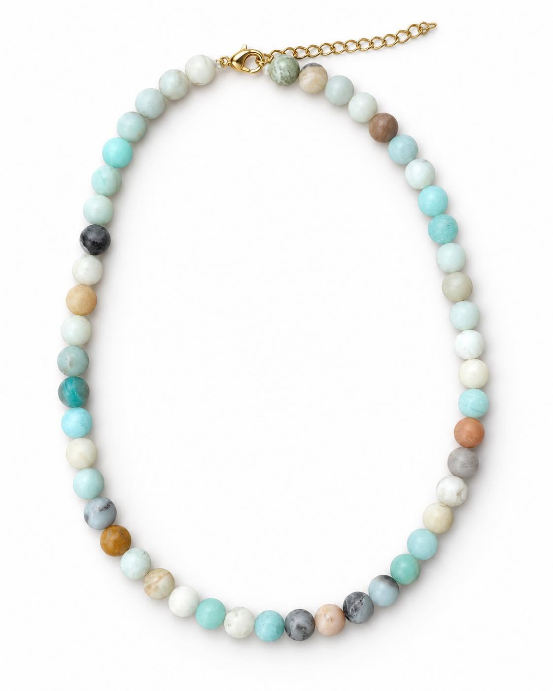 Halskæde Mary Natur/Aqua Mix