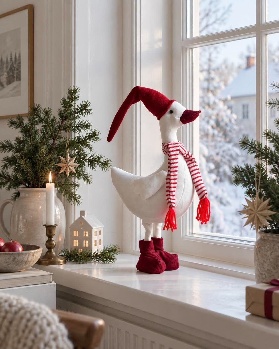 Juleand med rød hue