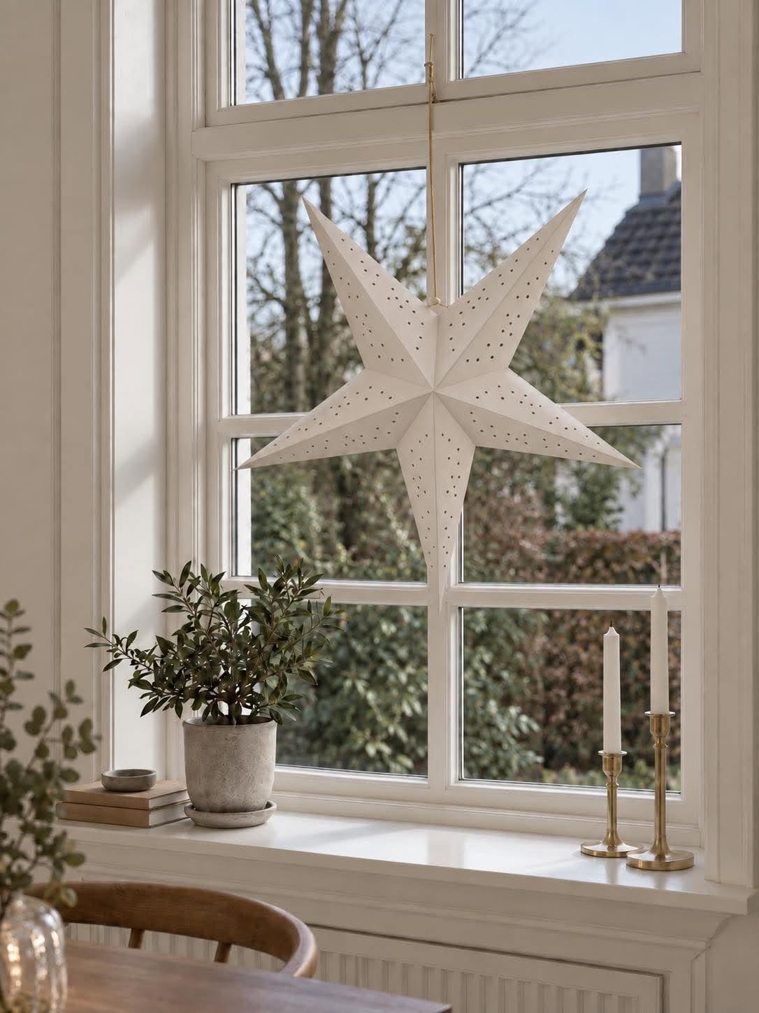 Stjerne med led lys - Hvid 60 cm