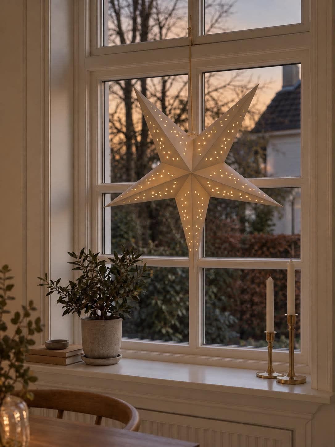 Stjerne med led lys - Hvid 60 cm