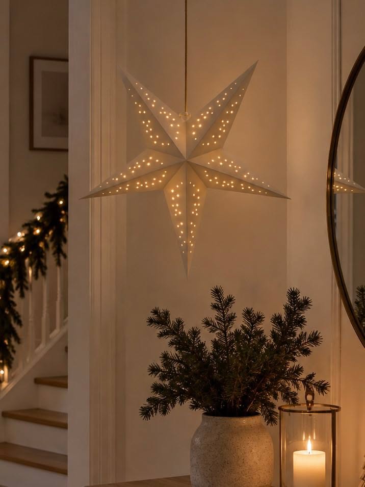 Stjerne med led lys - Hvid 60 cm