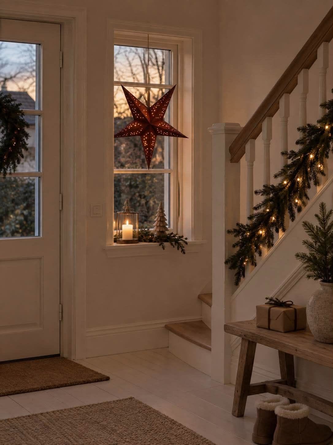 Stjerne med led lys - Rød 60 cm