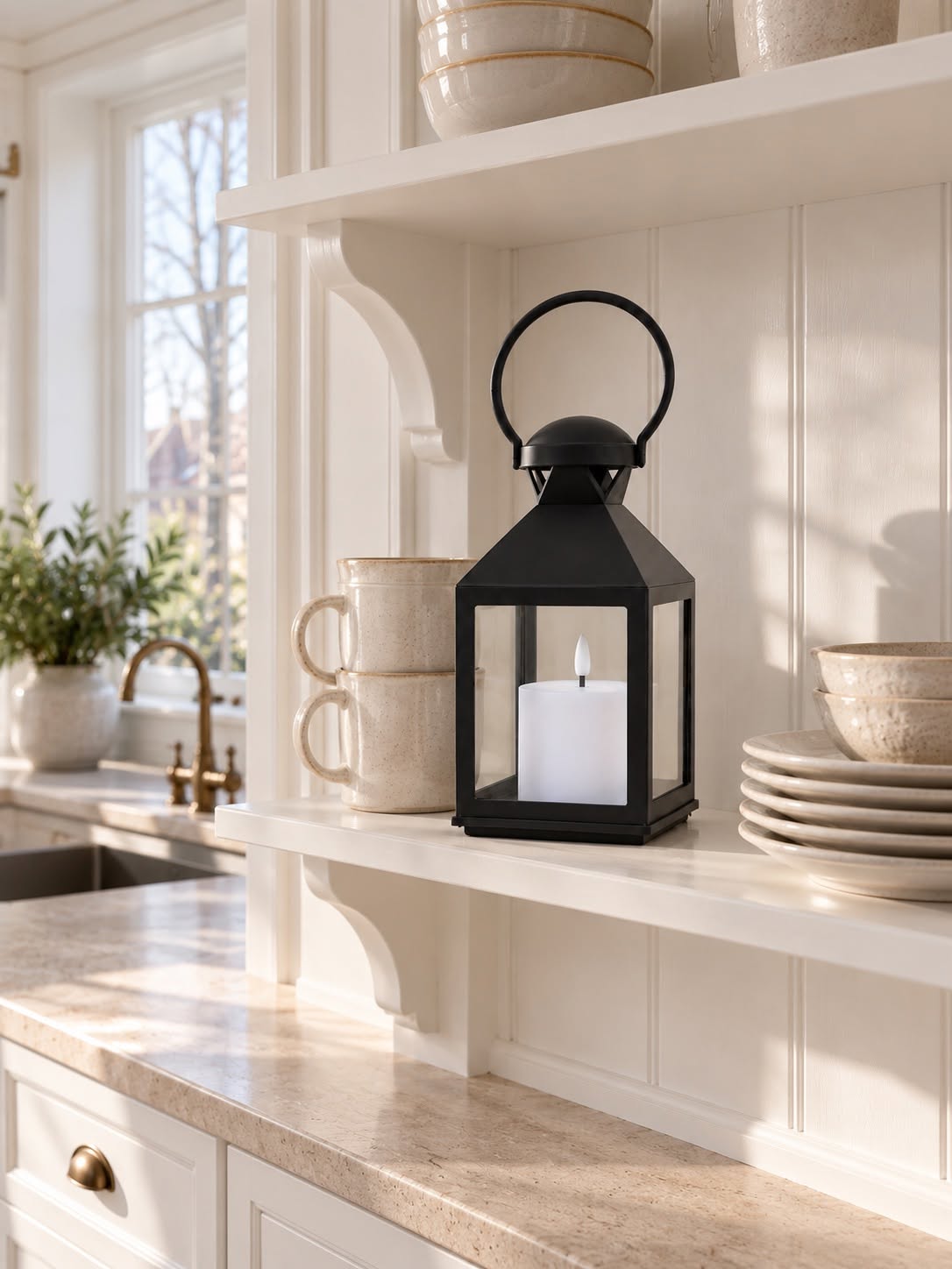 Lanterne med bloklys - Black