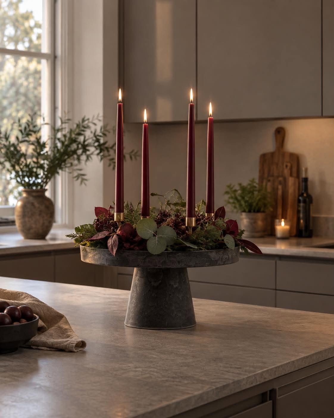 Rund fad / bakke i beton look - Stor