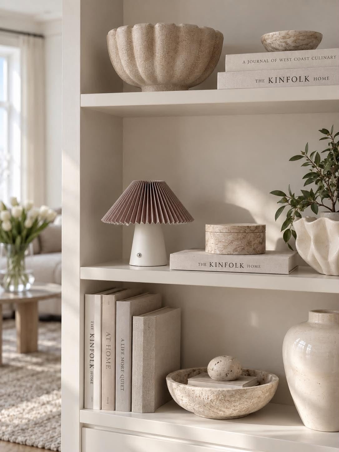 Bordlampe plisse genopladelig - Sand