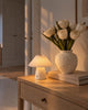 Bordlampe plisse genopladelig - Hvid