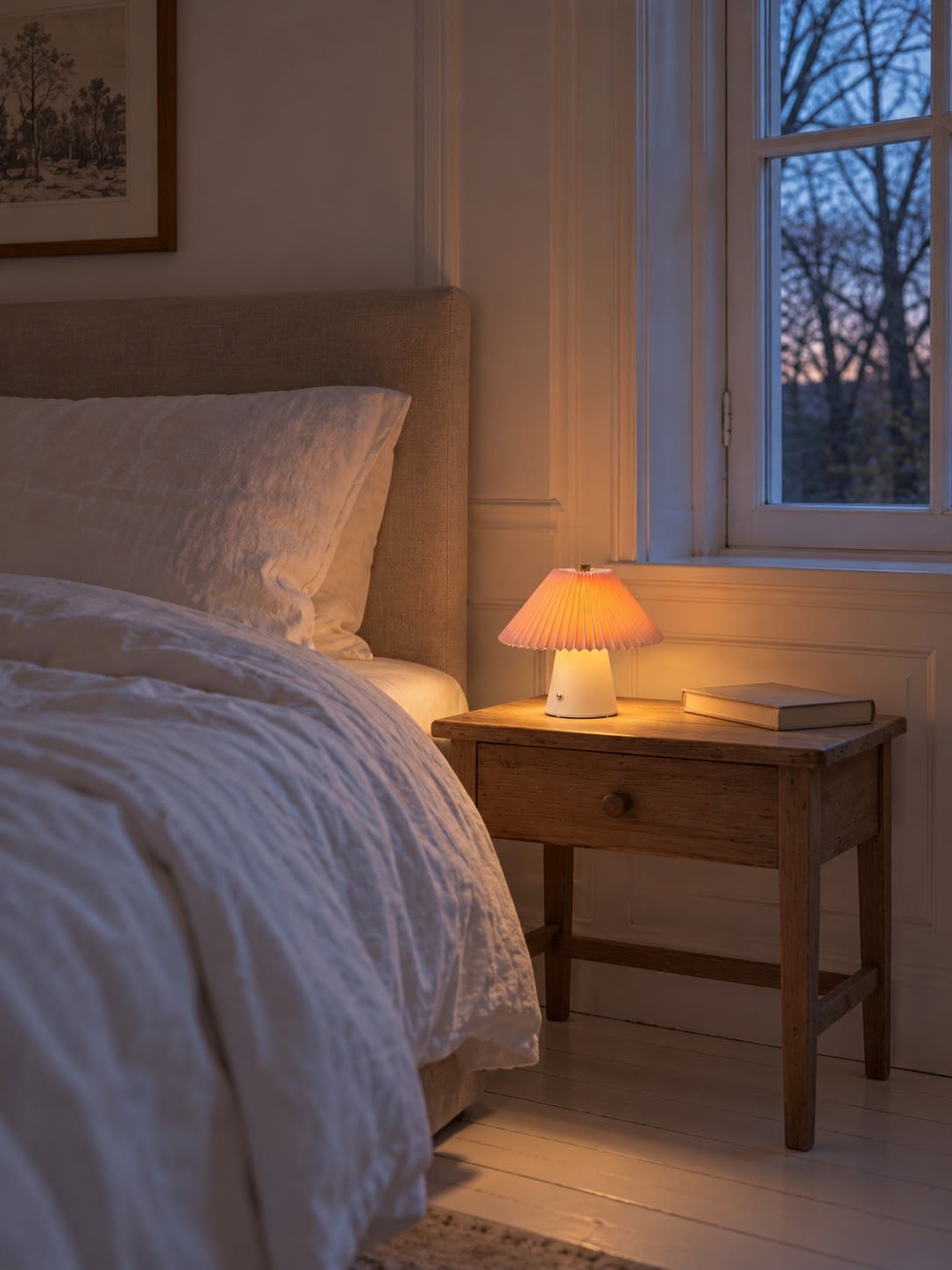 Bordlampe plisse genopladelig - Rosa
