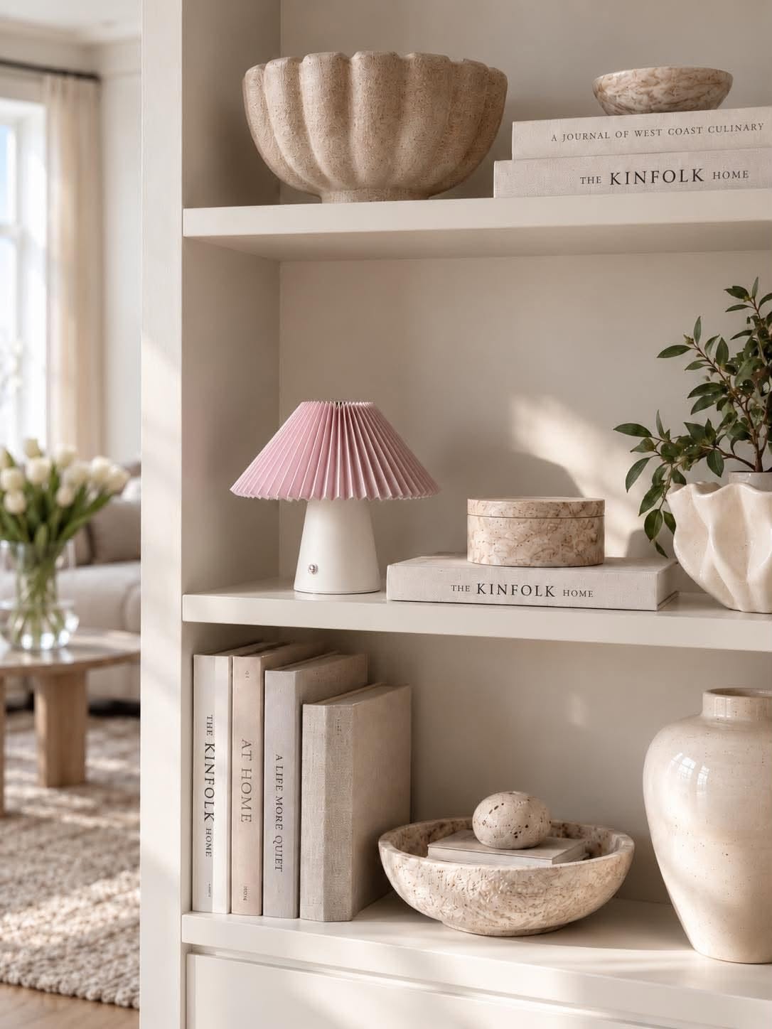 Bordlampe plisse genopladelig - Rosa
