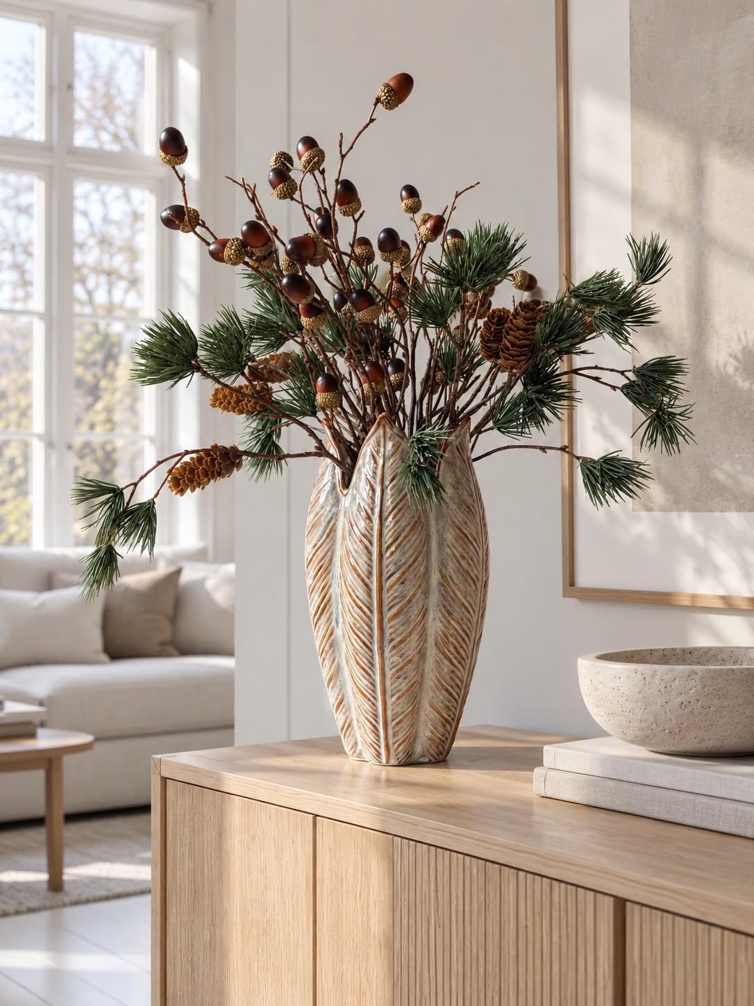 Vase i stentøj 28cm - Brun