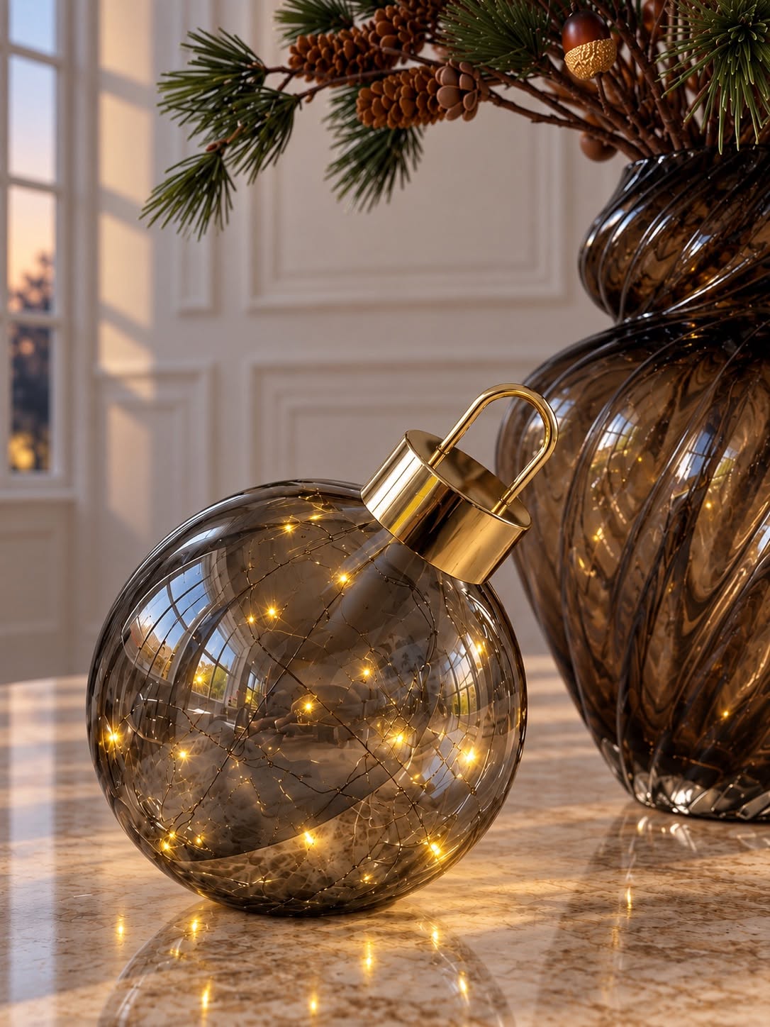 Julekugle twinkling - Grey