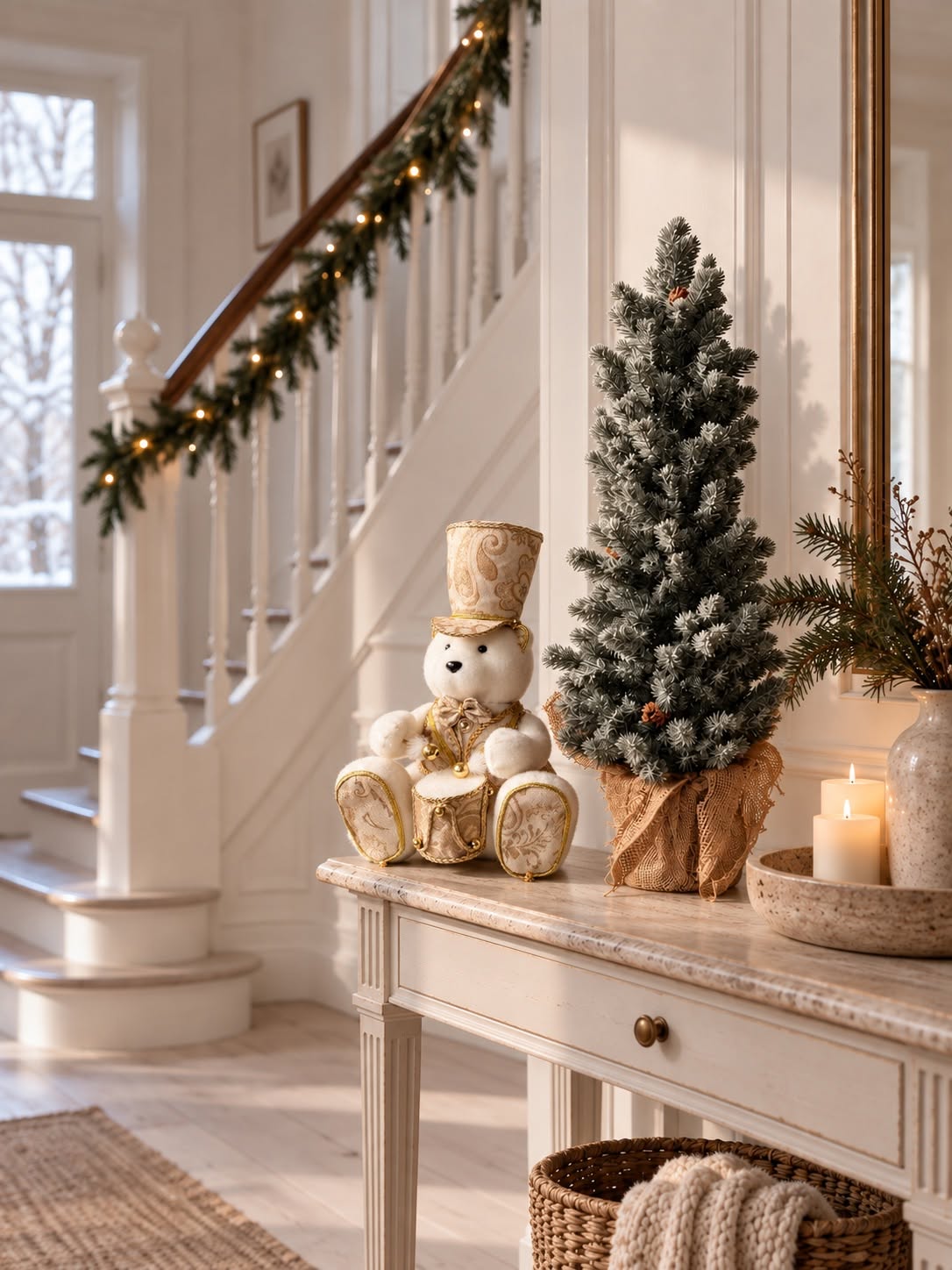 Julebamse – Hvid med tromme