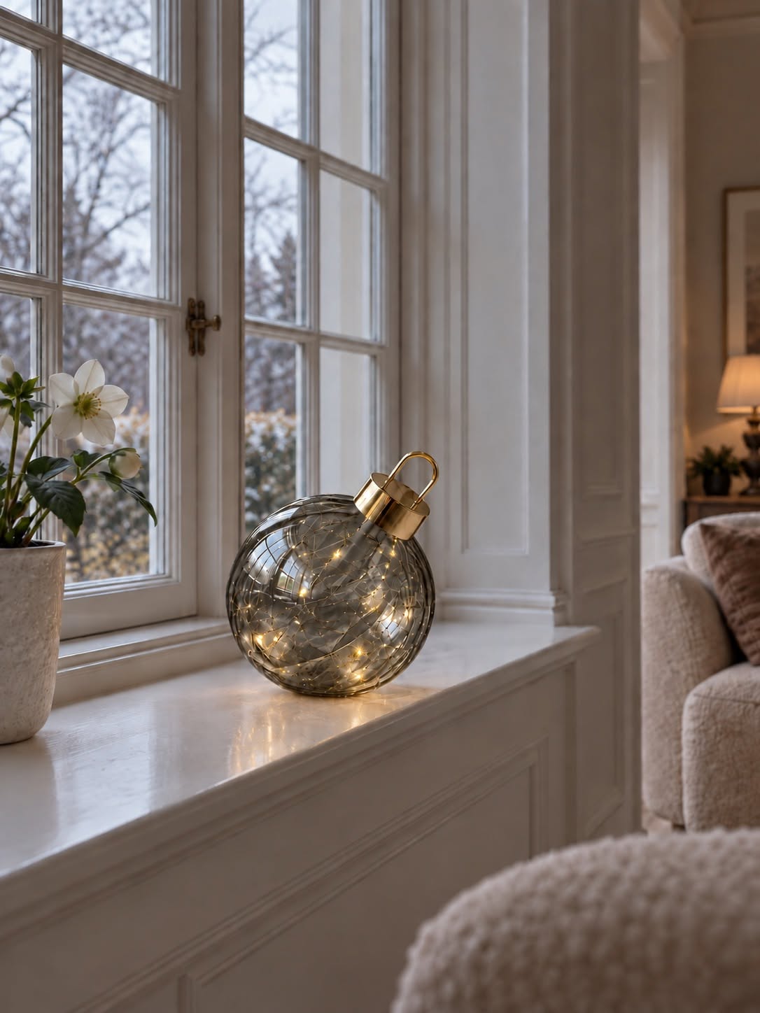 Julekugle twinkling - Grey