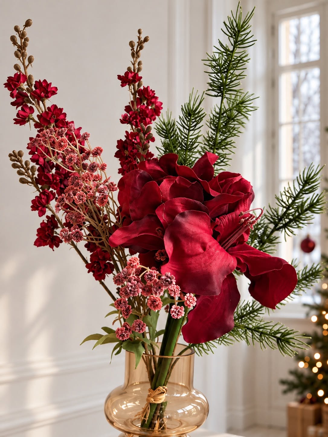 Julebuket med Amaryllis - Rød