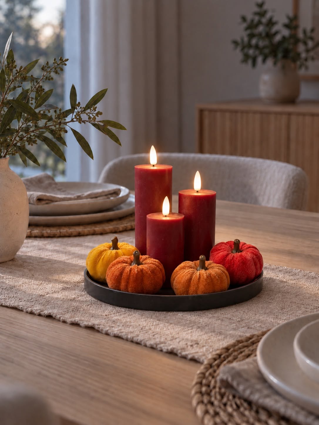 Sæt med 4 dekorative græskar