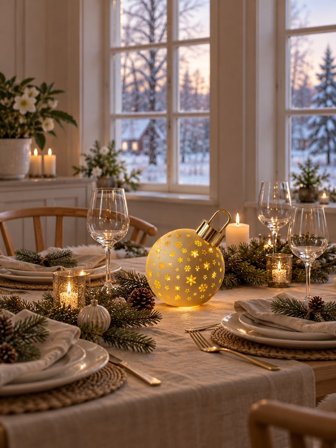 Julekugle med lys MIX - Gold