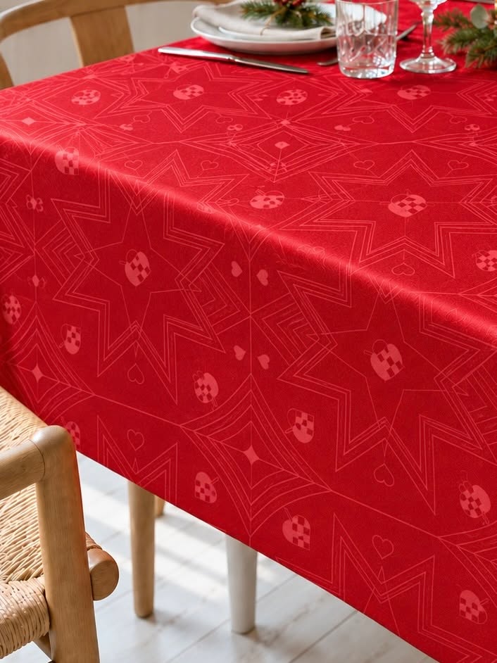 Juledug Jacquard - Rød 320cm